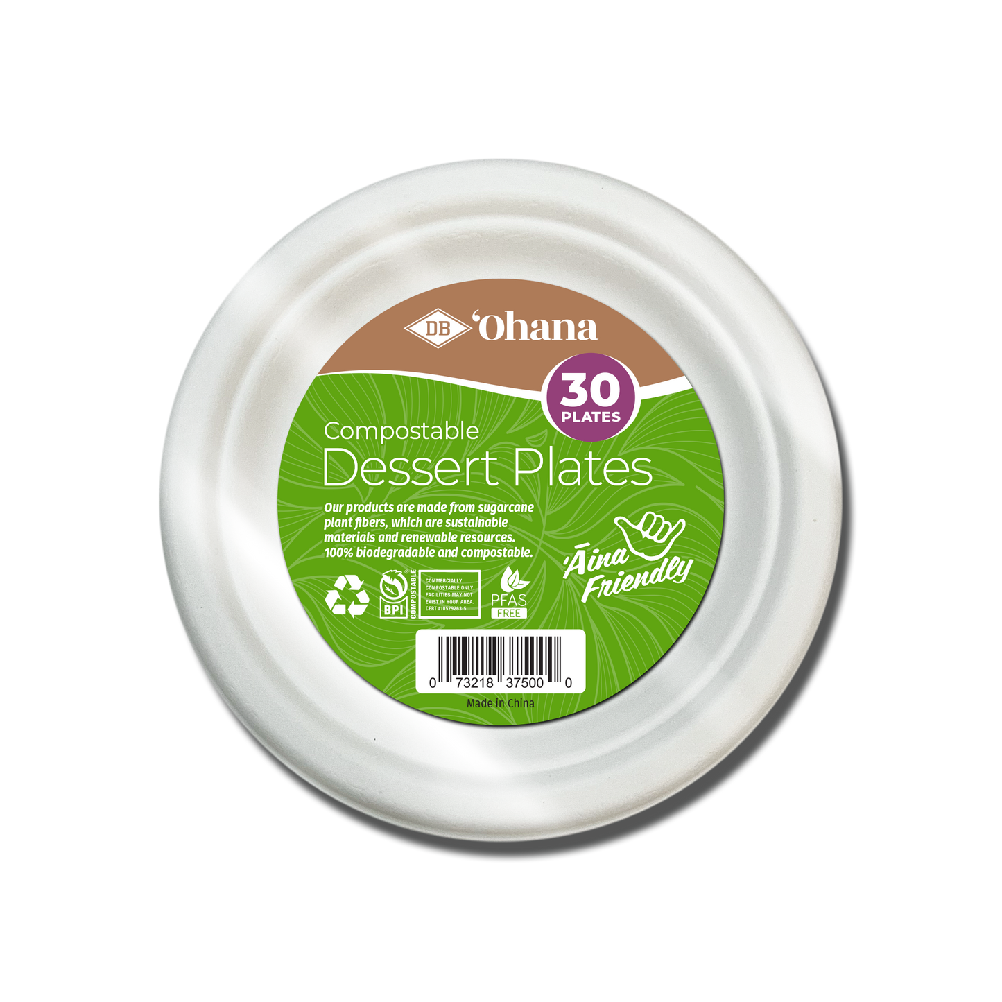 DB 'Ohana 7” Round Plate- 30ct (Available for Pickup Only)