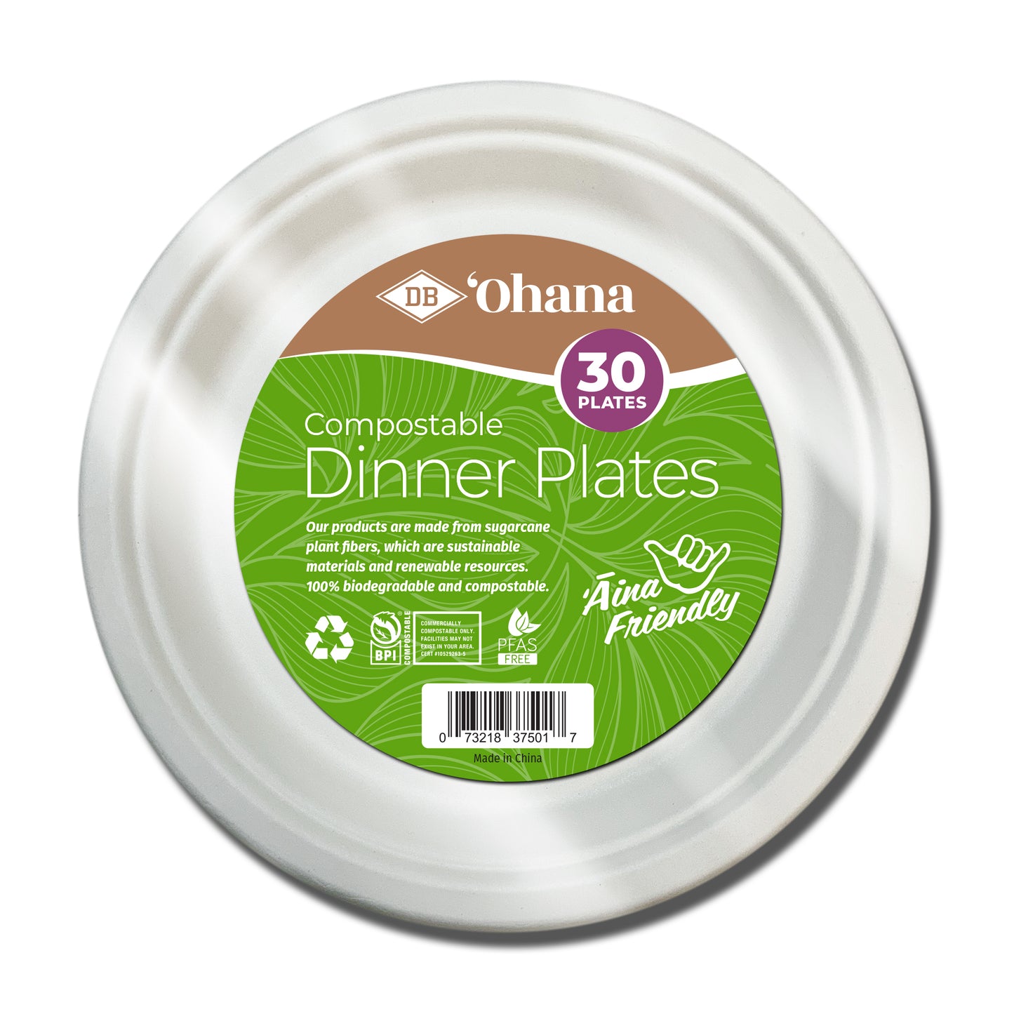 DB 'Ohana 9” Round Plate- 30ct (Available for Pickup Only)