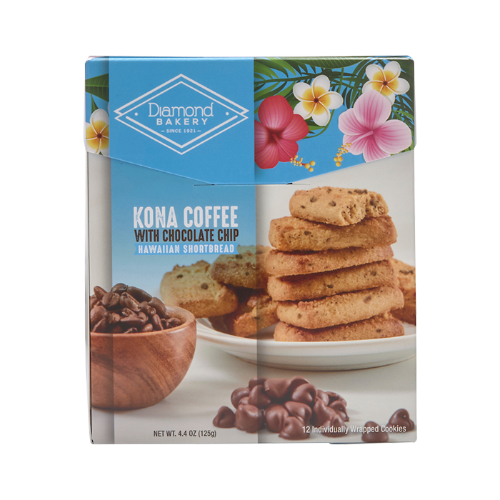 Hawaiian Shortbread Cookies, Kona Coffee W/ Chocolate Chip (4.4oz)