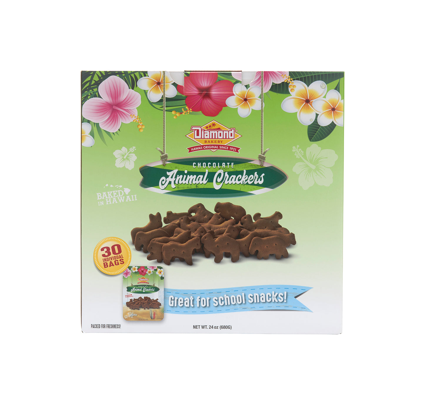 Hawaiian Jungle Animal Crackers, Chocolate (Case Of 30)