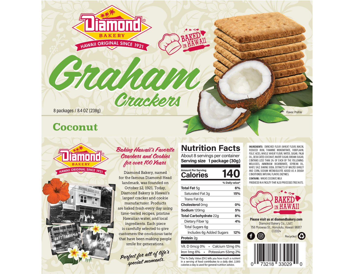 Hawaiian Graham Crackers, Coconut (9.5oz)