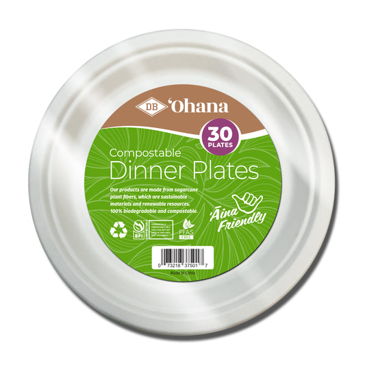 DB 'Ohana 9” Round Plate- 30ct (Available for Pickup Only)