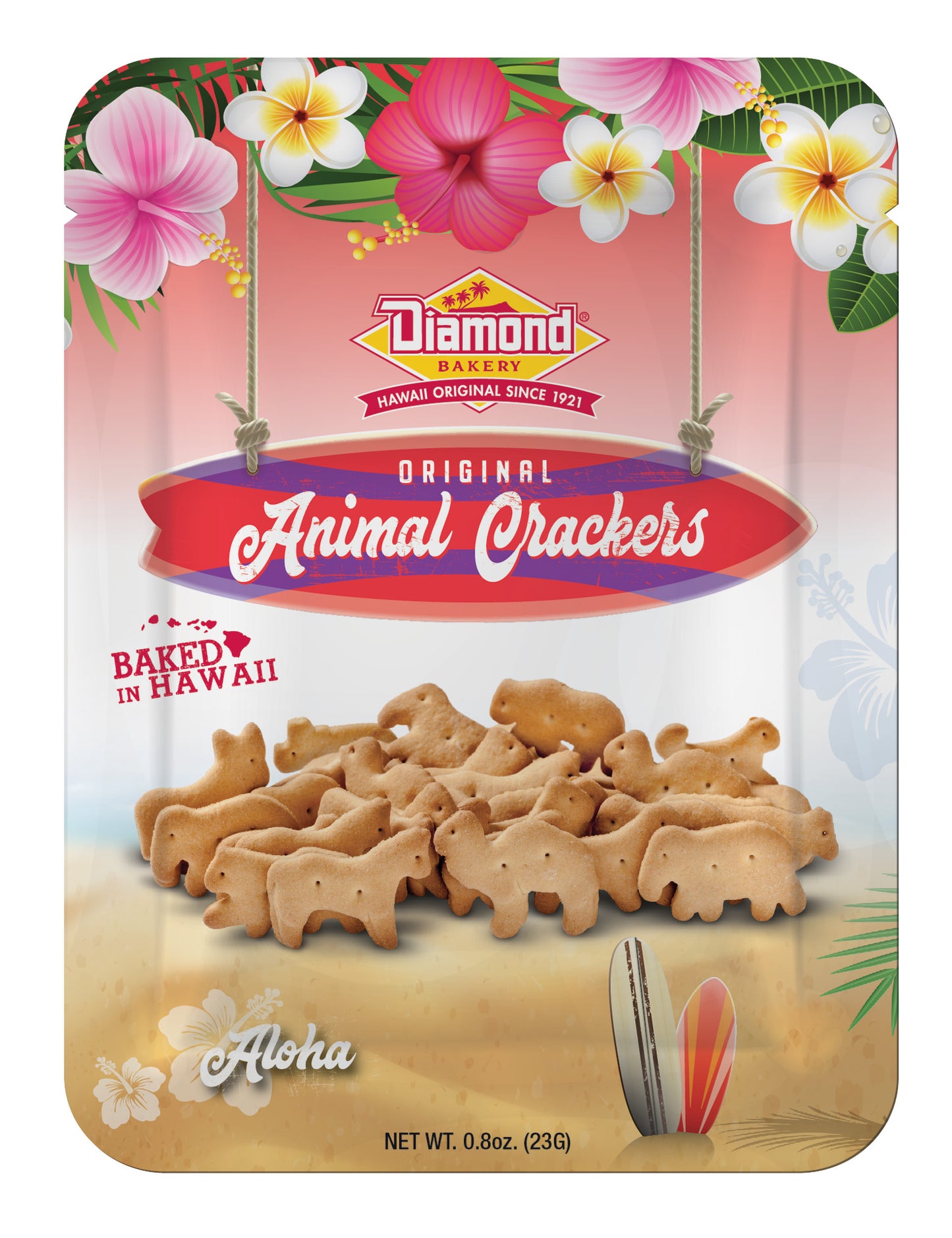 ハワイアンジャングルアニマルクラッカー、オリジナル（1袋22グラム、1ケース100袋入り）
