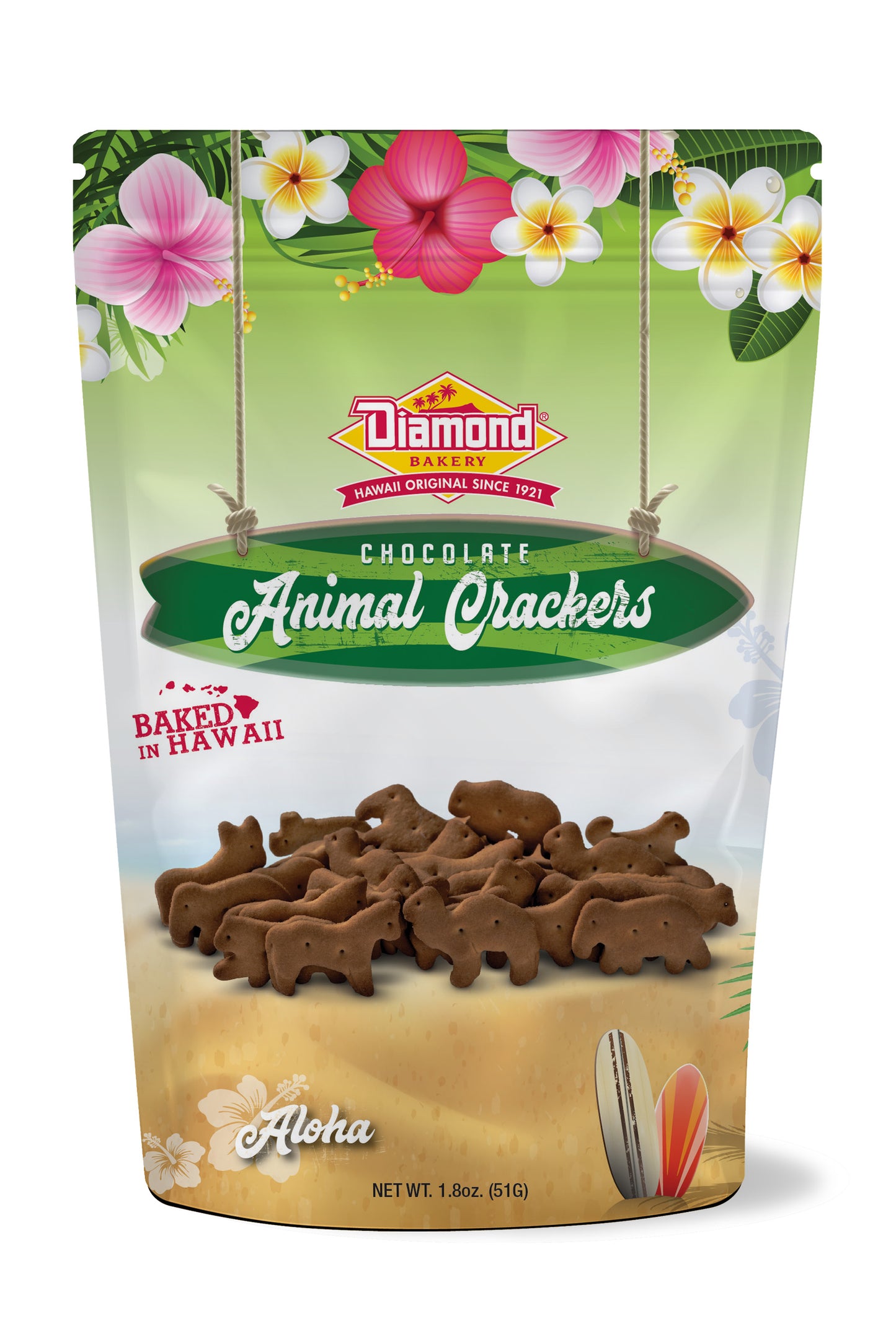 Hawaiian Jungle Animal Crackers, Chocolate (1.8oz) CASE ONLY