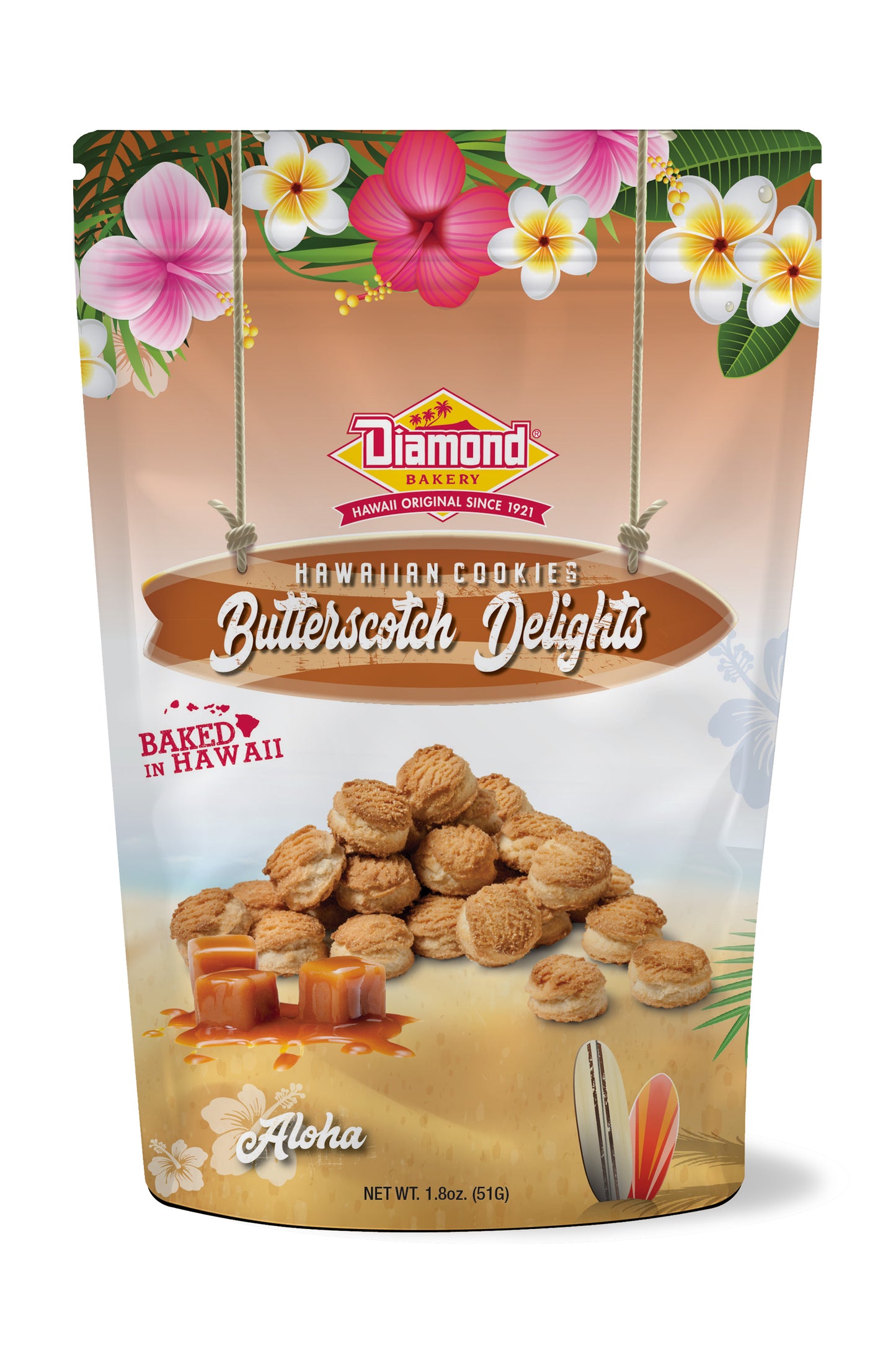 Hawaiian Cookies, Butterscotch Delight (1.8oz) CASE ONLY