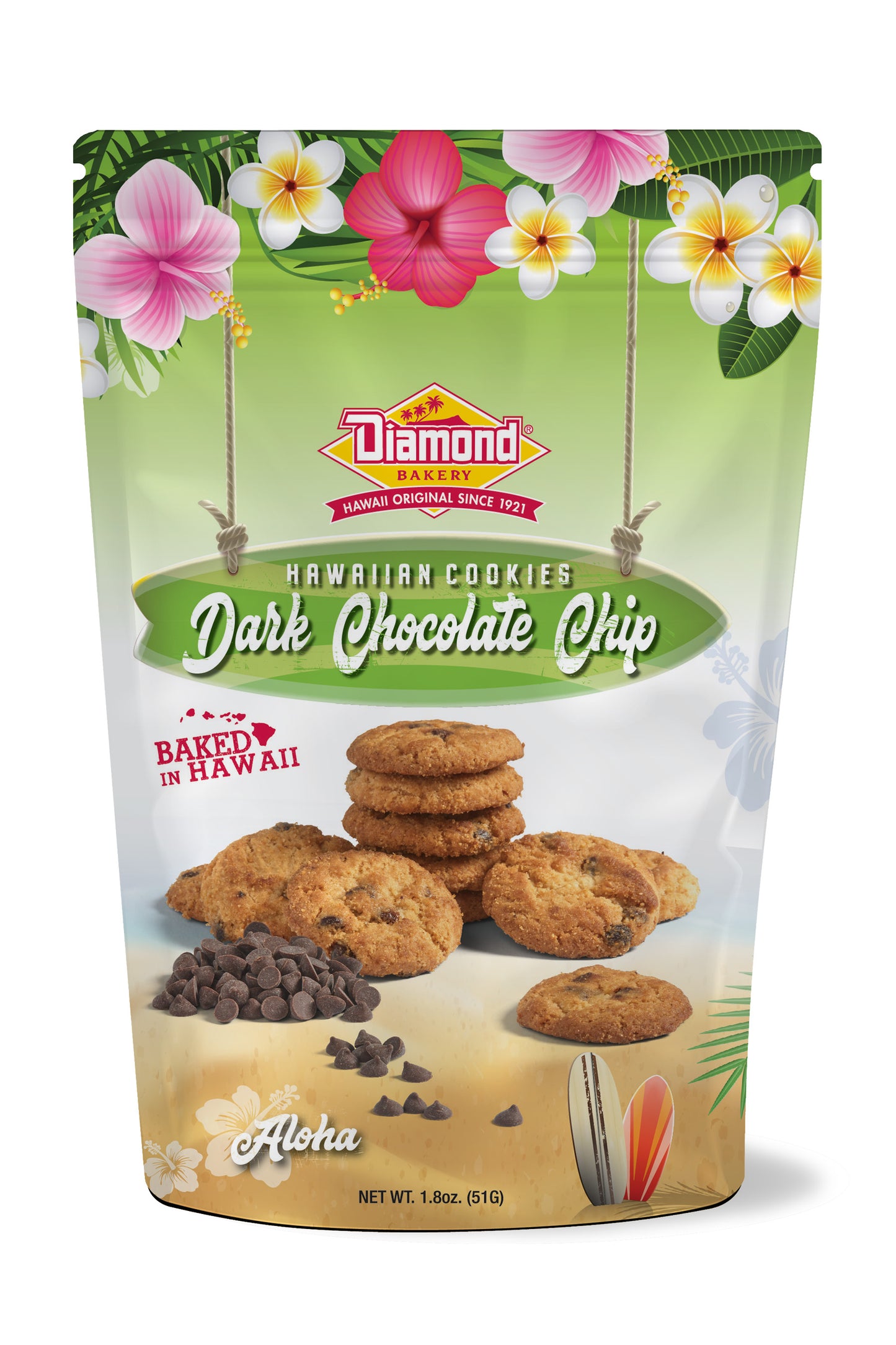 Hawaiian Cookies, Dark Chocolate Chip(1.8oz) CASE ONLY