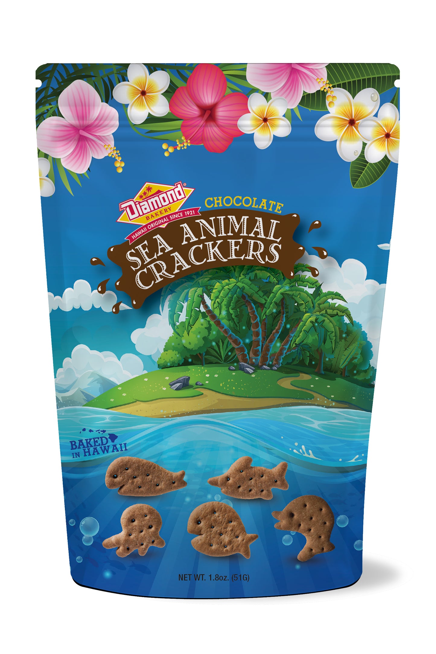 Hawaiian Sea Animal Crackers, Chocolate (1.8oz) CASE ONLY