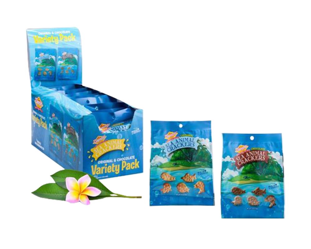 Hawaiian Sea Animal Crackers Variety Pack (5/0.8oz Original and 4/0.8oz Chocolate)