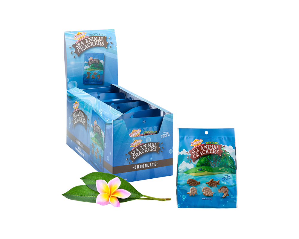 Hawaiian Sea Animal Crackers, Chocolate (0.8oz / Case of 9)